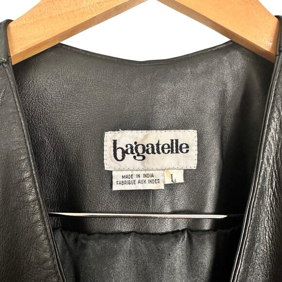 Vintage Bagatelle Black 100% Cow Leather Vest with Brushed Gold Hardware Size L - Picture 5 of 13